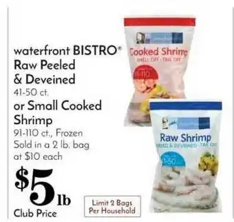 Pavilions Waterfront Bistro Raw Peeled & Deveined Or Small Cooked Shrimp offer