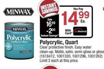 Ace Hardware Polycrylic Quart Minwax offer