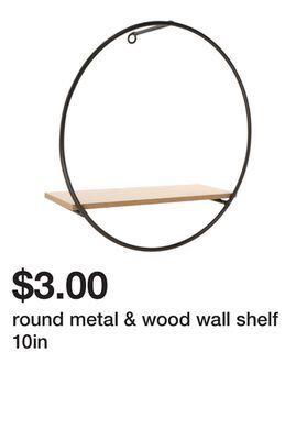 Five Below Round metal & wood wall shelf 10in offer