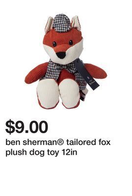 Five Below Ben sherman® tailored fox plush dog toy 12in offer