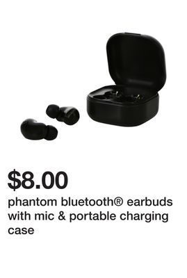 Five Below Phantom bluetooth® earbuds with mic & portable charging case offer