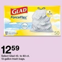 Target Glad 13-gallon trash bags offer