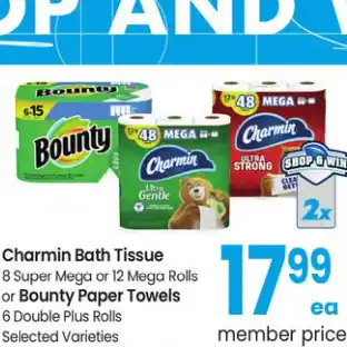 Carrs Charmin bath tissue or bounty paper towels offer