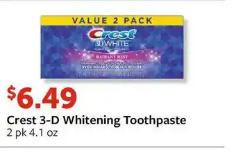 Fareway Crest 3-d Whitening Toothpaste offer