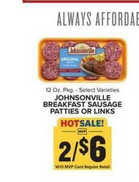 Food Lion Johnsonville Breakfast Sausage Patties Or Links offer