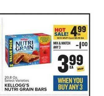 Food Lion Kellogg's Nutri Grain Bars offer