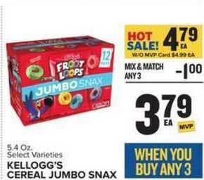 Food Lion Kellogg's Cereal Jumbo Snax offer