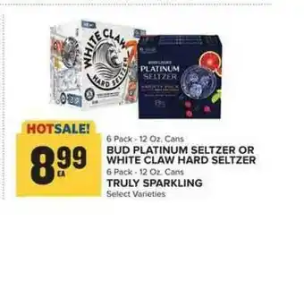 Food Lion Bud Platinum Seltzer Or White Claw Hard Seltzer Or Truly Sparkling offer