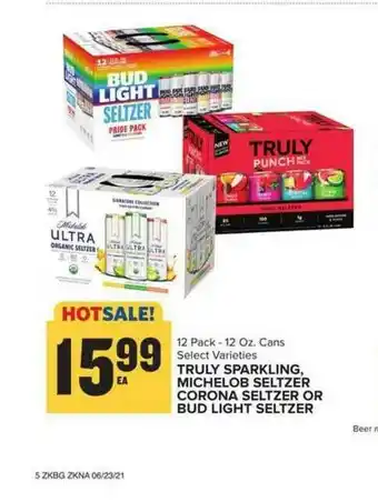 Food Lion Truly Sparkling, Michelob Seltzer Corona Seltzer Or Bud Light Seltzer offer