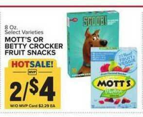 Food Lion Mott's Or Betty Crocker Fruit Snacks offer