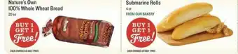 Lowes Foods Nature's Own 100% Whole Wheat Bread, Submarine Rolls offer