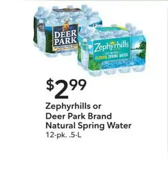 Publix Zephyrihills Or Deer Park Brand Natural Spring Water offer