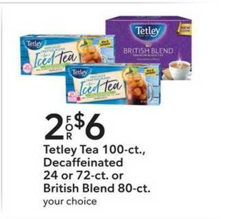 Publix Tetley Tea 100-ct., Decaffeinated 24 Or 72-ct. Or British Blend 80-ct. offer