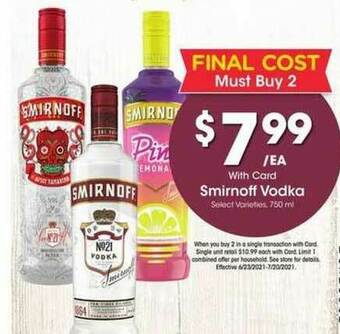 Ralphs Smirnoff Vodka offer