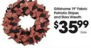 Ralphs Glizhome 19'' Fabric Patriotic Stripes And Stars Wreath offer