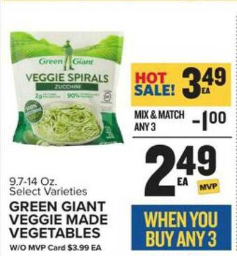 Food Lion Green giant veggie made vegetables offer