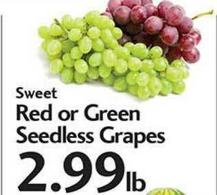 Sunset Foods Sweet Red Or Green Seedless Grapes offer