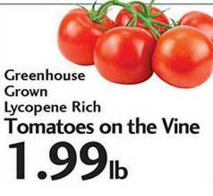 Sunset Foods Greenhouse Grown Lycopene Rich Tomatoes On The Vine offer