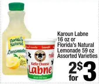 Super King Markets Karoun Labne 16 Oz Or Florida's Natural Lemonade 59 Oz Assorted Varieties offer