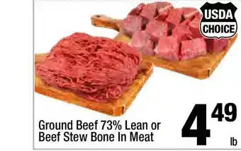 Super King Markets Ground Beef 73% Lean Or Beef Steaw Bone In Meat offer