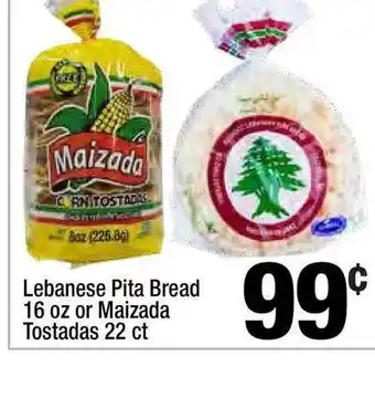 Super King Markets Lebanese Pita Bread 16 Oz Or Maizada Tostadas 22 Ct offer