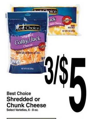 Super Saver Best Choice Shredded Or Chunk Cheese offer