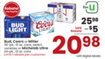 Albertsons Bud, Coors or Miller offer