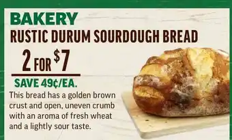 Central Market Bakery Rustic Durum Sourdough Bread offer