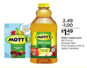 Food 4 Less Mott's Apple Juice offer