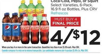 Food 4 Less Coca-cola, pepsi, or squirt offer