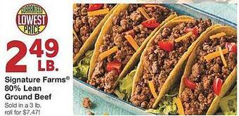 United Supermarkets Signature farms 80% lean ground beef offer