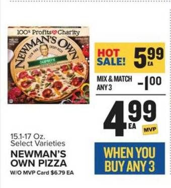 Food Lion Newman's own pizza offer