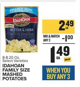 Food Lion Idahoan family size mashed potatoes offer