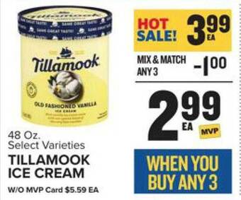 Food Lion Tillamook ice cream offer
