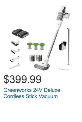 Costco Greenworks 24v deluxe cordless stick vacuum offer