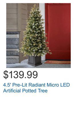 Costco 4.5' pre-lit radiant micro led artificial potted tree offer