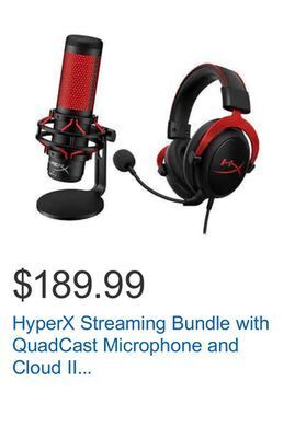 Costco Hyperx streaming bundle with quadcast microphone and cloud ii gaming headset offer