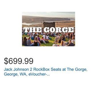 Costco Jack johnson 2 rockbox seats at the gorge, george, wa, evoucher- september 24, 2022 offer