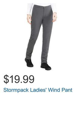 Costco Stormpack ladies' wind pant offer