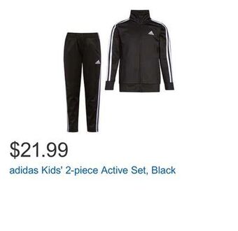 Costco Adidas kids' 2-piece active set, black offer