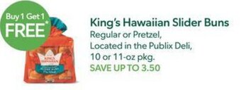 Publix King's Hawaiian Slider Buns offer