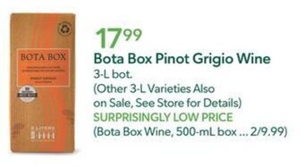 Publix Bota Box Pinot Grigio Wine offer
