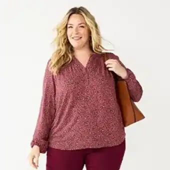 Kohl's Plus size croft & barrow® smocked neckline blouse offer