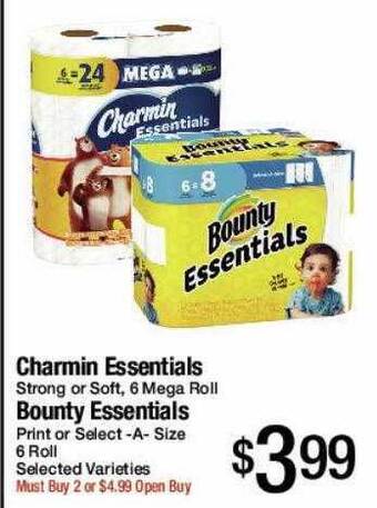 Jons International Charmin essentials, bounty essentials offer