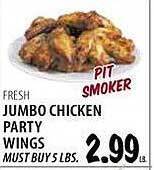 Karns Jumbo chicken party wings offer