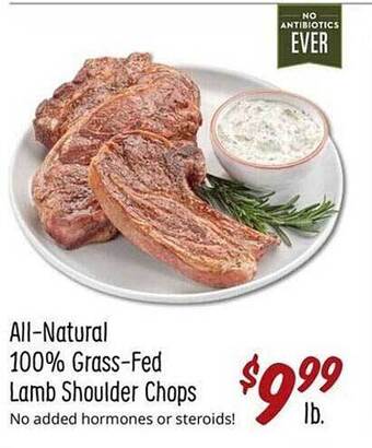 Sprouts Farmers Market All-natural 100% grass-fed lamb shoulder chops offer