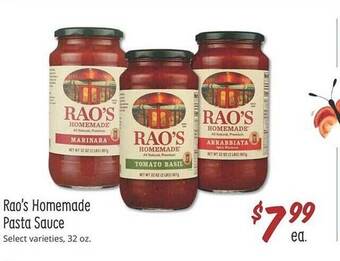 Sprouts Farmers Market Rao's homemade pasta sauce offer