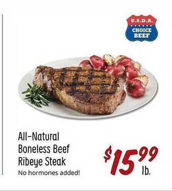 Sprouts Farmers Market All-natural boneless beef ribeye steak offer