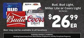 Brookshire Brothers Bud bud light miller lite or coors light offer