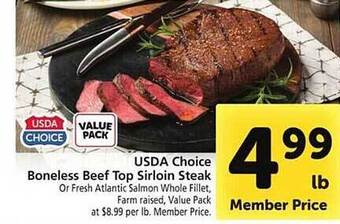Safeway Usda choice boneless beef top sirloin steak offer